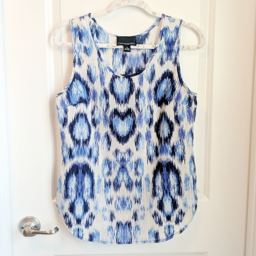 Cynthia Rowley Patterned Tank Blouse Blue Small